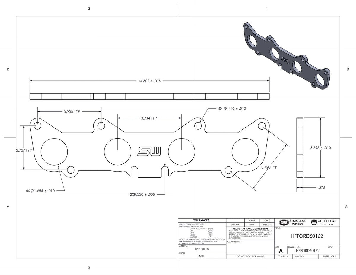 Stainless Works - Ford Coyote Header Flange - HFFORD5.0175