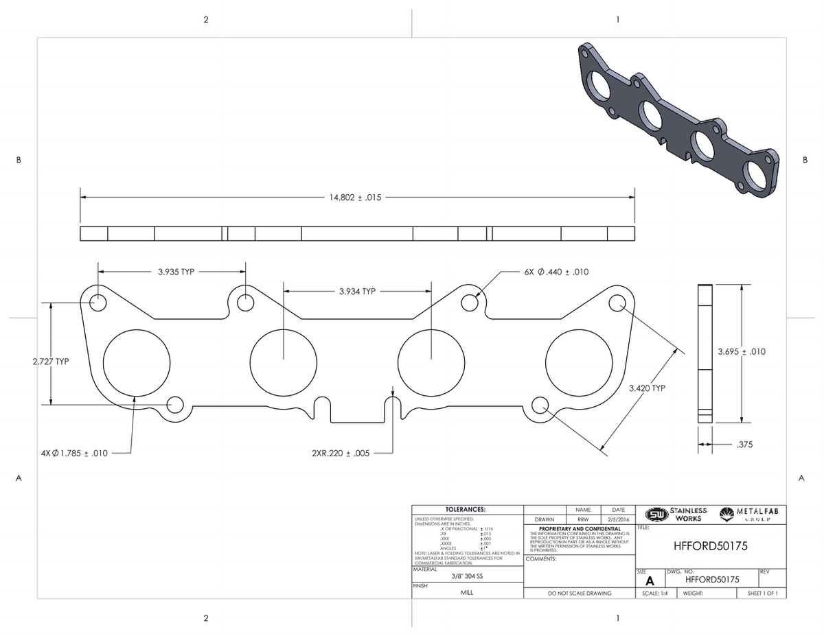 Stainless Works - Ford Coyote Header Flange - HFFORD5.0188