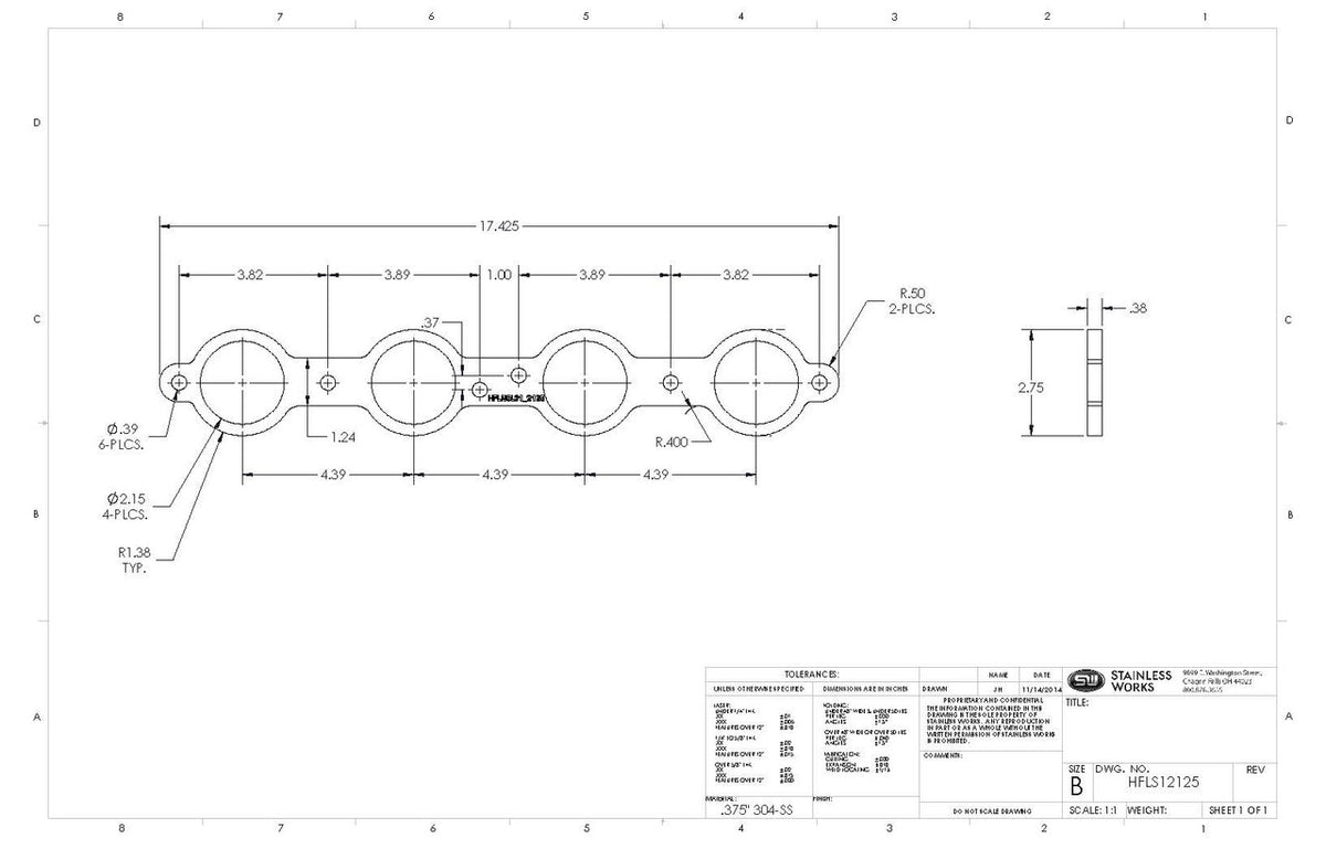Stainless Works - Chevrolet LS Header Flange - HFLS1175