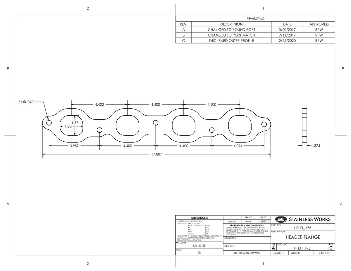 Stainless Works - Chevrolet LT Header Flange - HFLT1_200