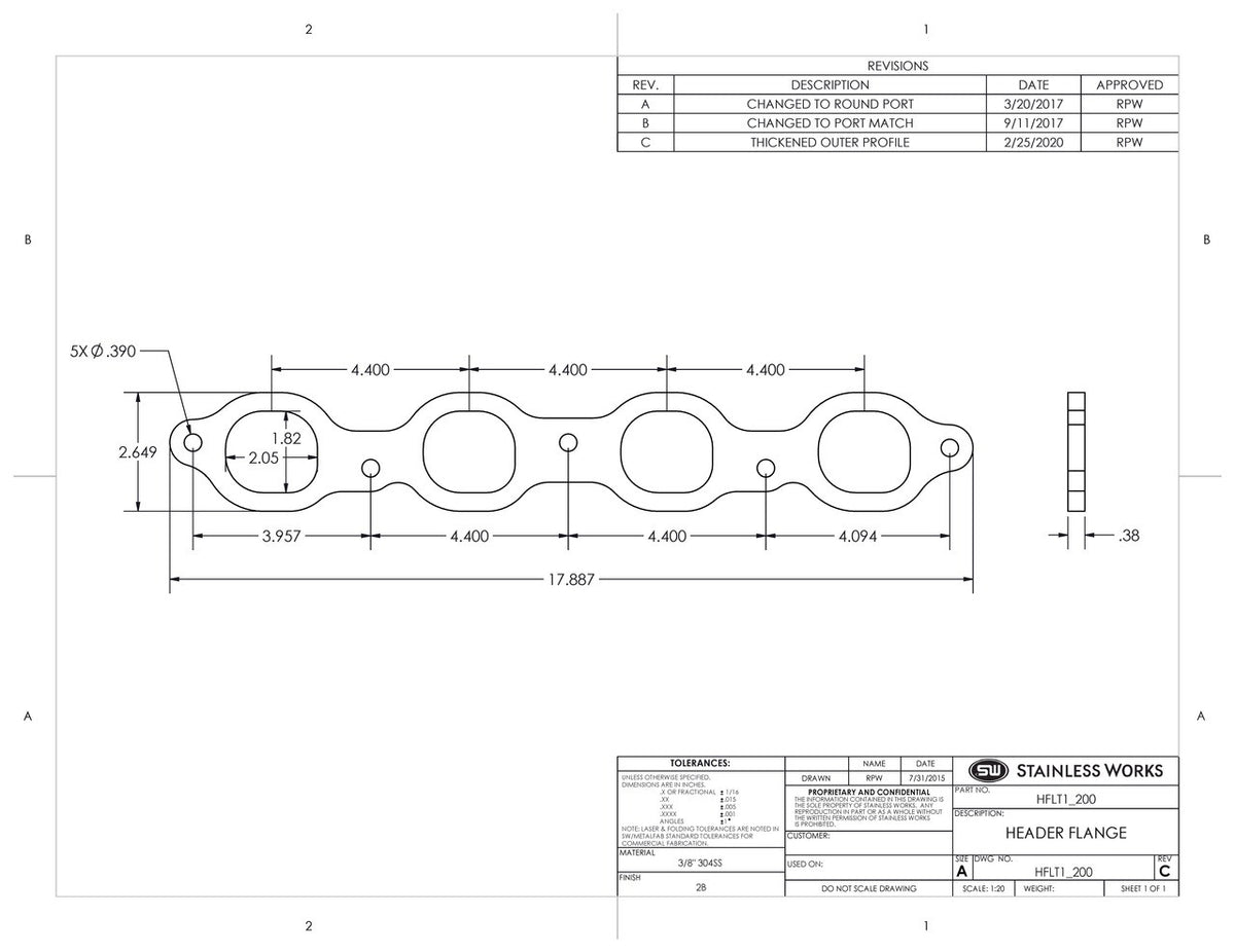 Stainless Works - Chevrolet LT Header Flange - HFLT1_188