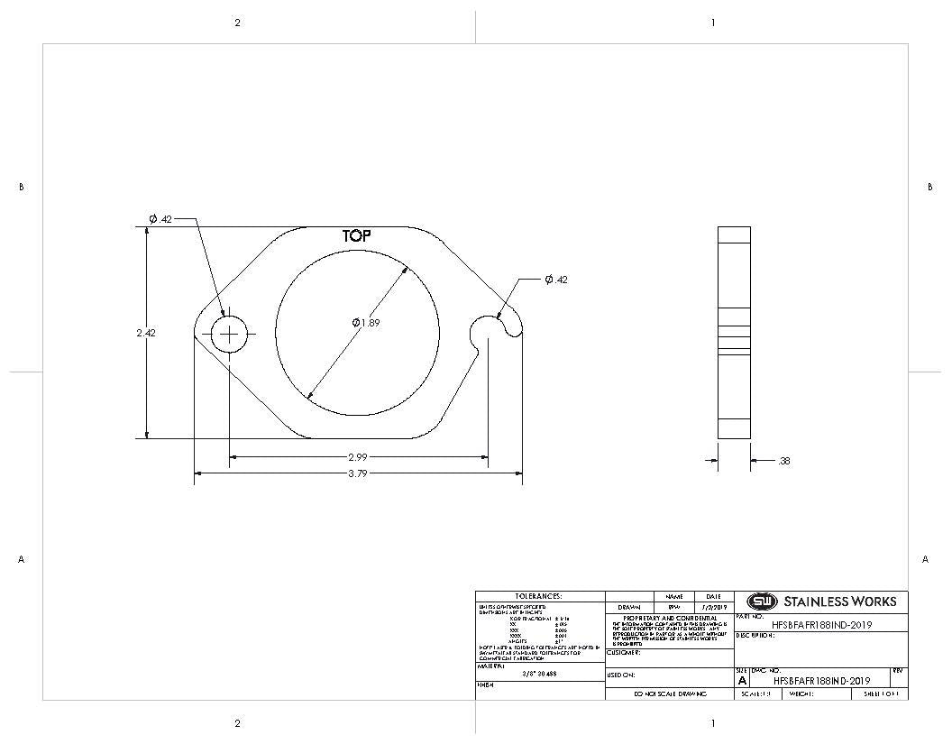 Stainless Works - Ford SBF 3 Inch Bolt Pattern Header Flange - HFSBFAFR200