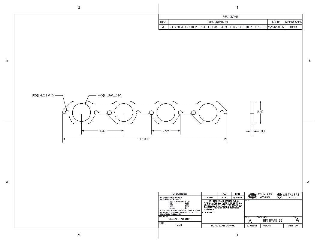 Stainless Works - Ford SBF 3 Inch Bolt Pattern Header Flange - HFSBFAFR200
