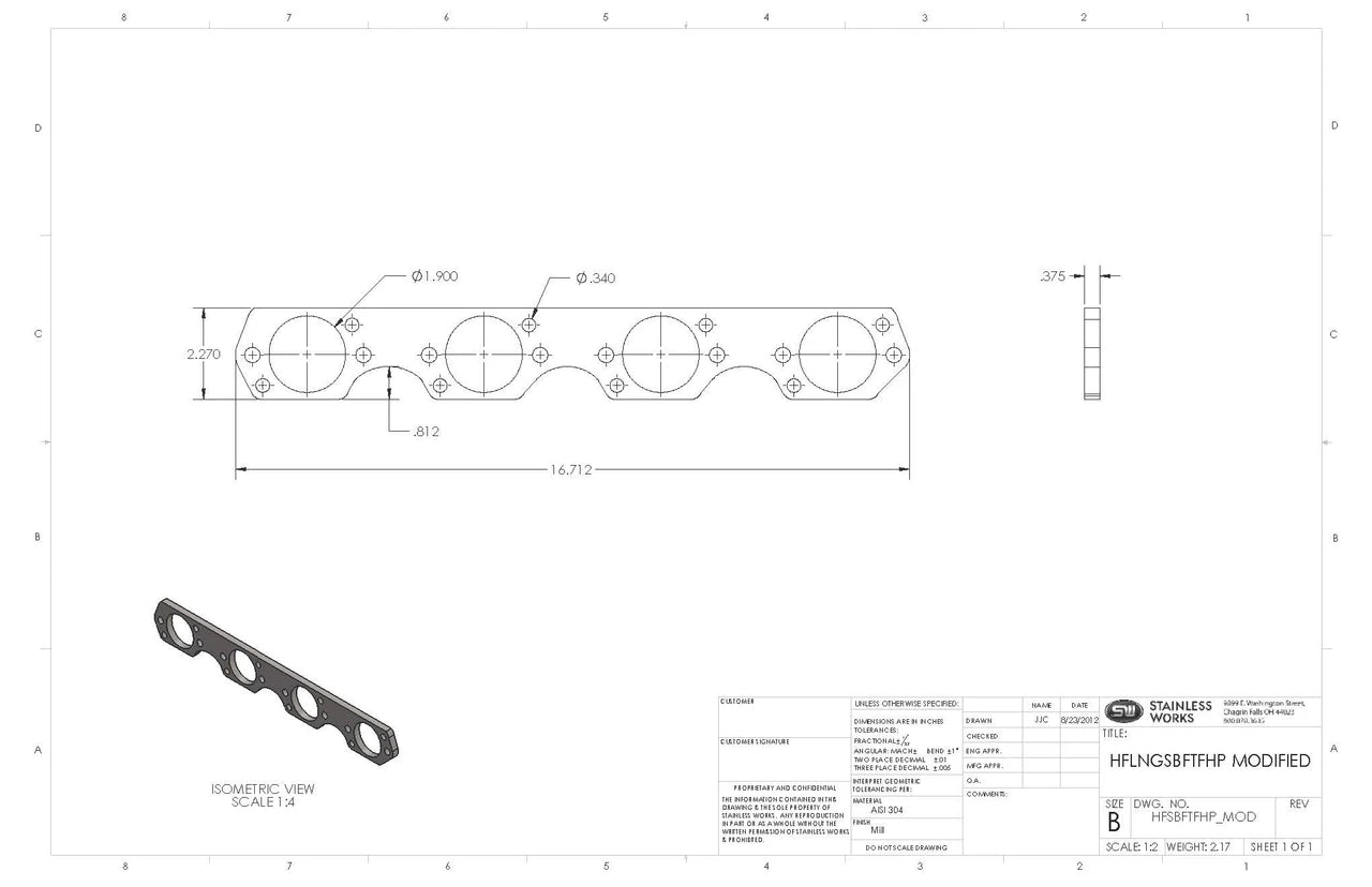 Stainless Works - Ford SBF Trick Flow Header Flange - HFSBFTFHP200