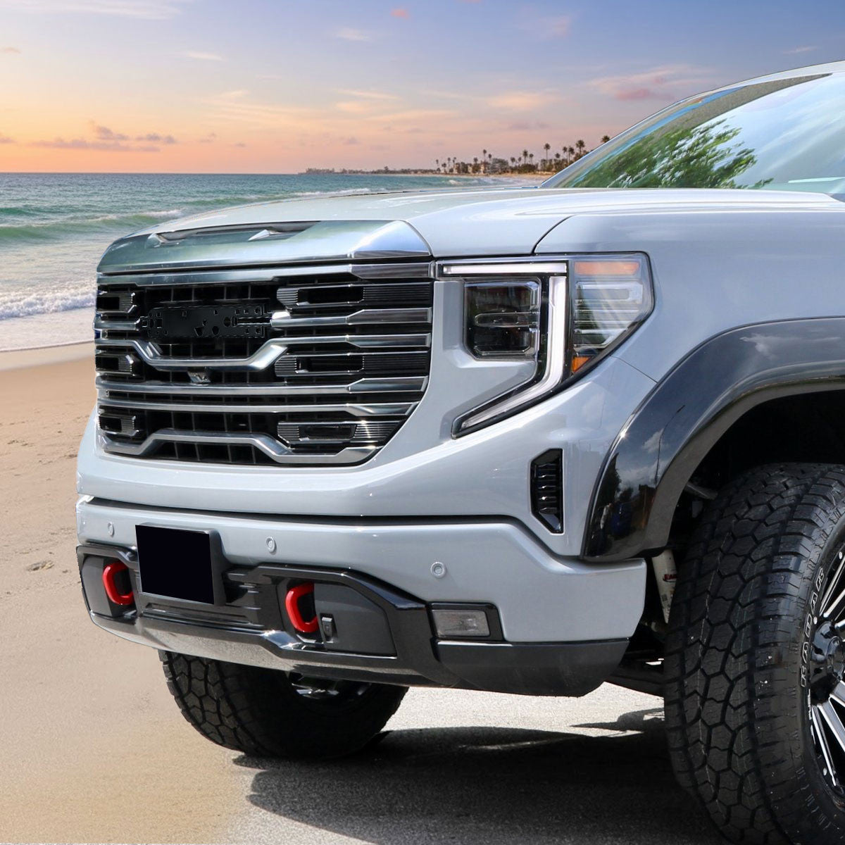Spec-D Tuning - 2022-2025 GMC Sierra 1500 Chrome AT4 Style Mesh Front Upper Hood Grille - HG-GMC2215AT4C-JB