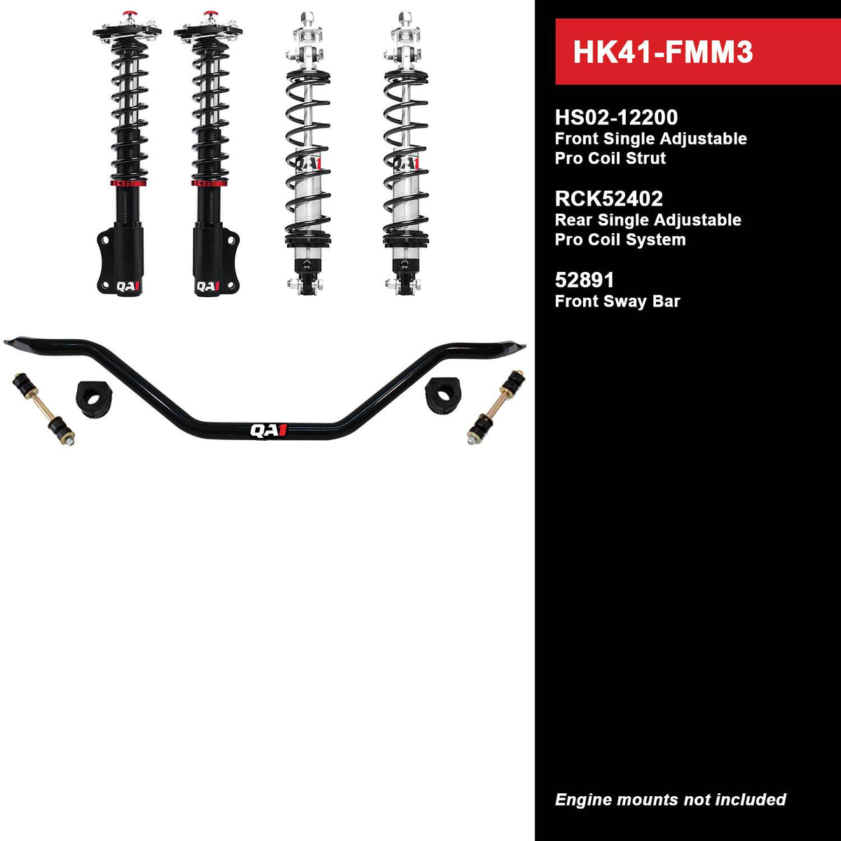 QA1 90-93 Ford Mustang Level 1 Handling Kit w/ Shocks - HK41-FMM3