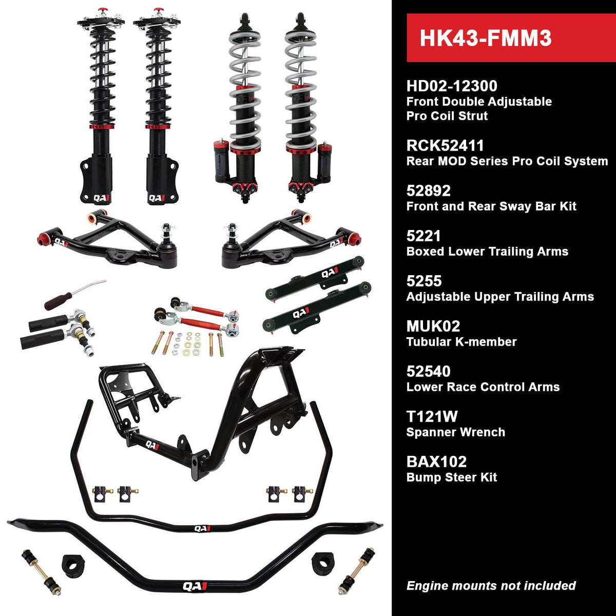 QA1 90-93 Ford Mustang Level 3 Handling Kit w/ Shocks - HK43-FMM3