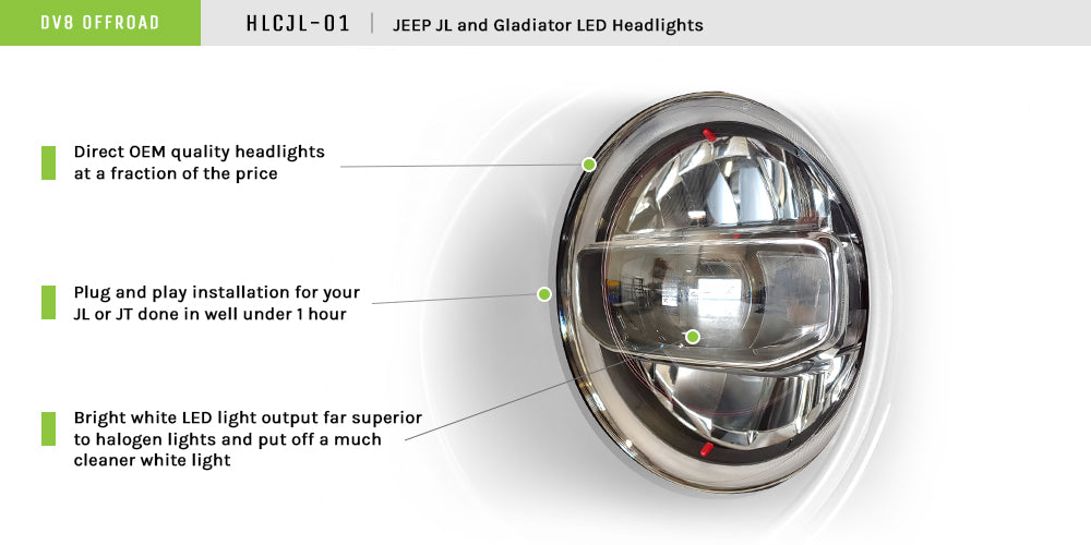 DV8 Offroad - LED Headlights; Chrome - HLCJL-01