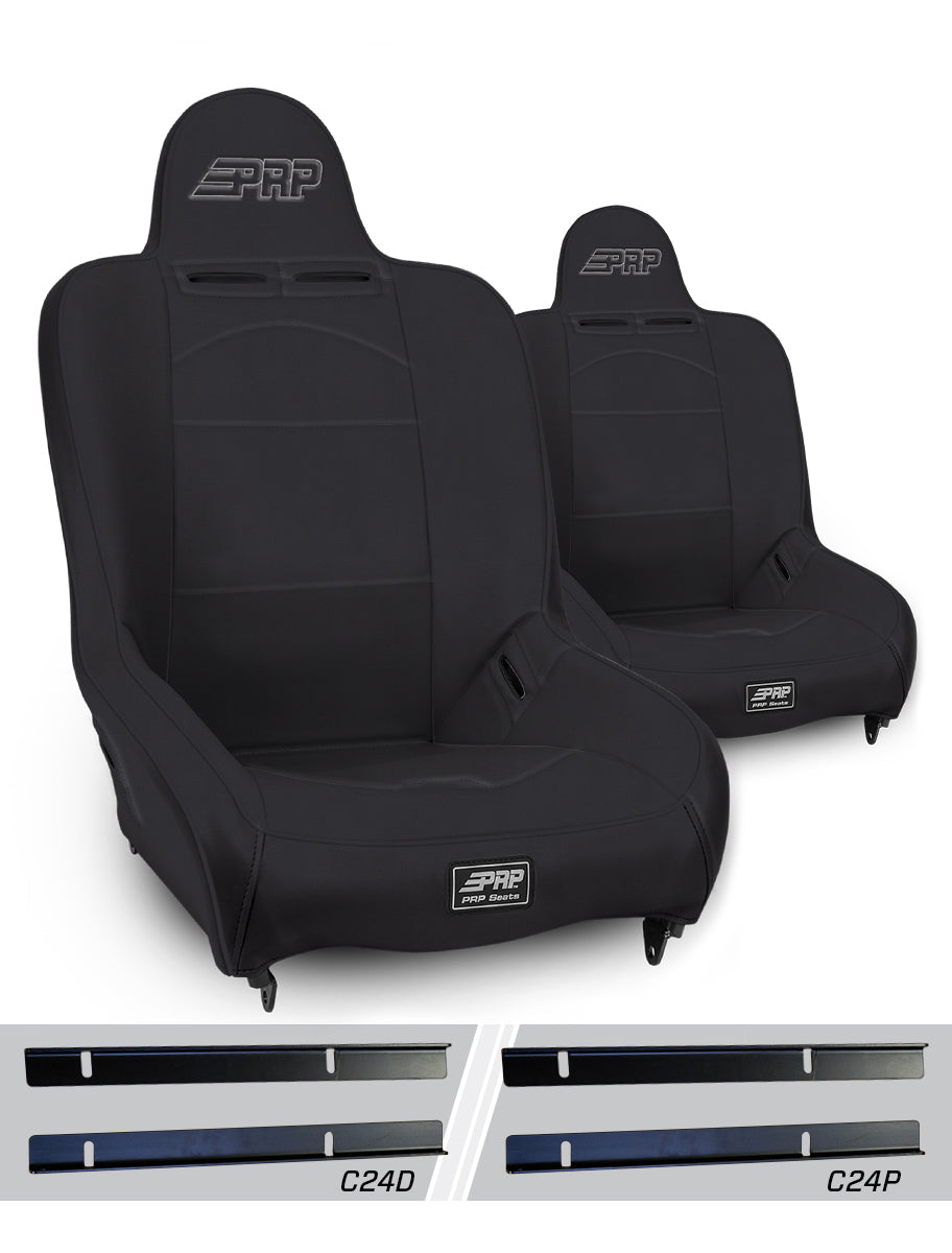Premier High Back Suspension Seats Kit for 03-06 Jeep Wrangler TJ (Pair) - Black - A100110-C24-50 - front view