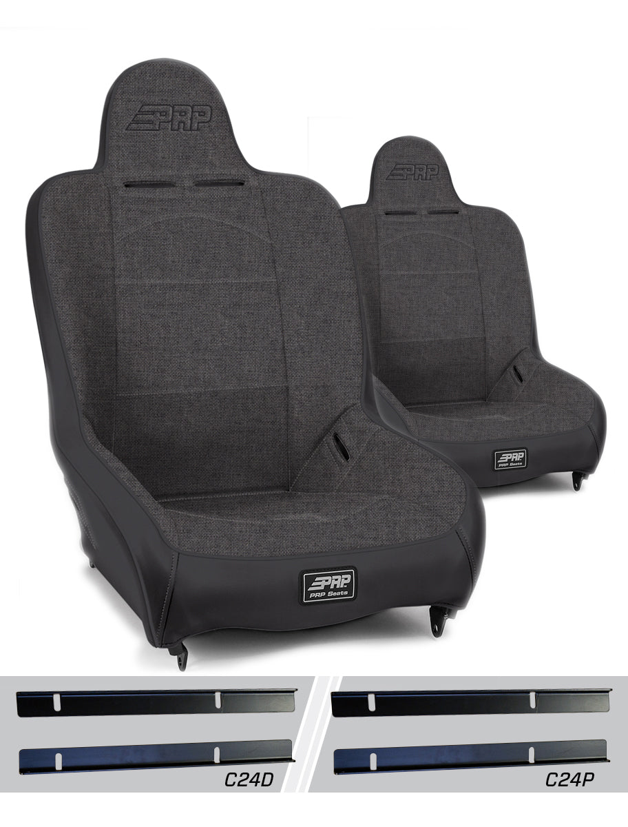 PRP Premier High Back Suspension Seats Kit for 03-06 Jeep Wrangler TJ (Pair) - Gray - A100110-C24-54 - angle view
