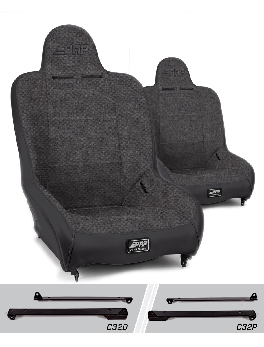 PRP Jeep Wrangler CJ7/YJ Premier High Back Suspension Seats Kit (Pair) - Gray - A100110-C32-54 - side view