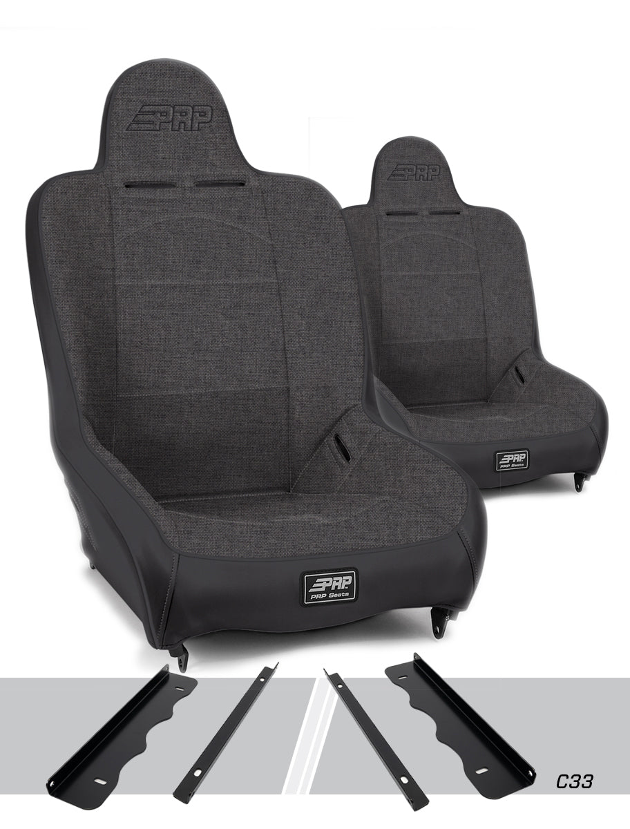 PRP Premier High Back Suspension Seats Kit for 95-01 Jeep Cherokee XJ (Pair) - Gray - A100110-C33-54 - front view