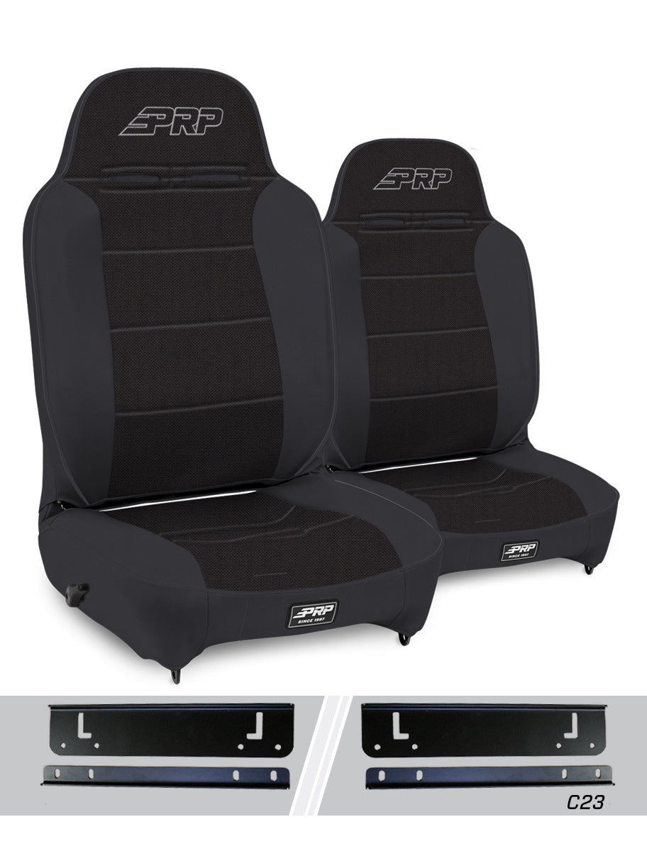 PRP 97-02 Jeep Wrangler TJ Enduro High Back Reclining Suspension Seats Kit (Pair) Black - A130110-C23-50 - front view