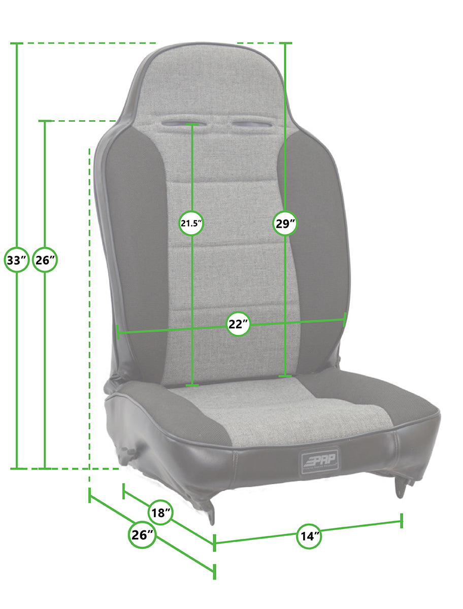 PRP 97-02 Jeep Wrangler TJ Enduro High Back Reclining Suspension Seats Kit (Pair) Black - A130110-C23-50 - close-up view