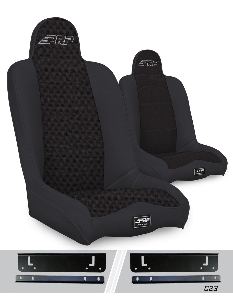 PRP 97-02 Jeep Wrangler TJ Daily Driver High Back Suspension Seats Kit (Pair) - Black - A140110-C23-50 - angle view
