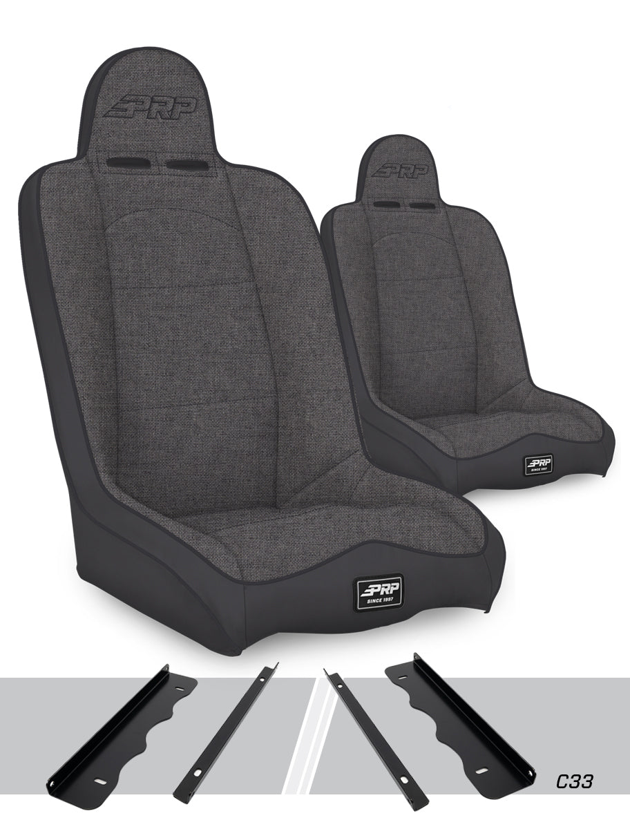PRP 95-01 Jeep Cherokee XJ Daily Driver High Back Suspension Seats Kit (Pair) - Gray - A140110-C33-54 - front view