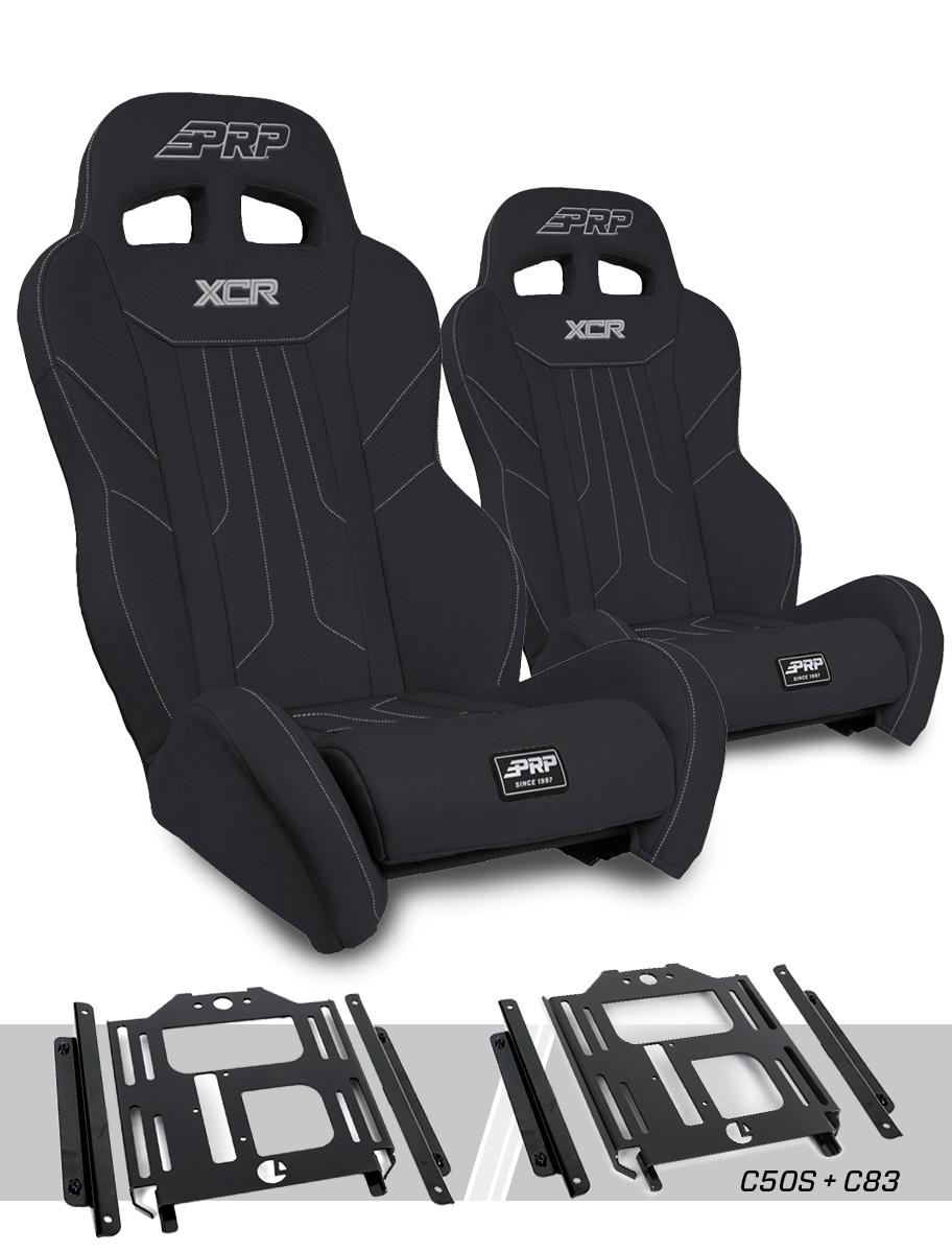 PRP Polaris RZR 570 XCR Suspension Seats Kit (Pair) - Black - A8001-PORXP-C50S-201 - front view