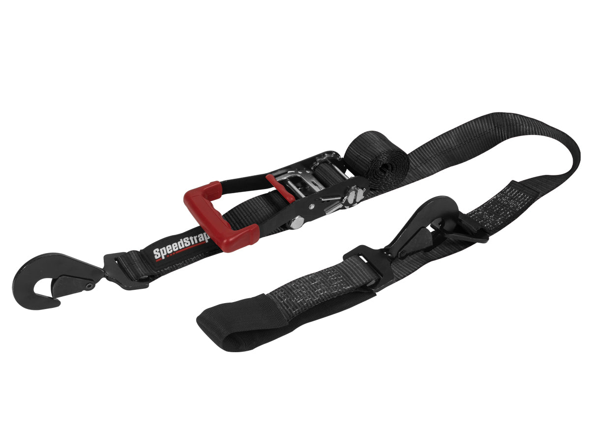 SpeedStrap 2In x 10Ft Ratchet Tie Down w/ Twisted Snap Hooks & Axle Strap Combo - Black - 27011
