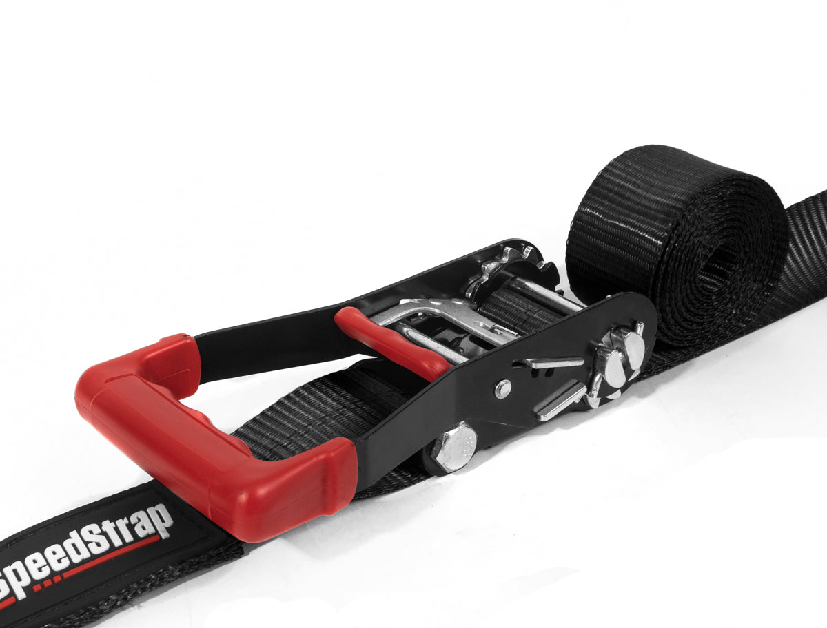 SpeedStrap 2In x 10Ft Ratchet Tie Down w/ Twisted Snap Hooks & Axle Strap Combo - Black - 27011