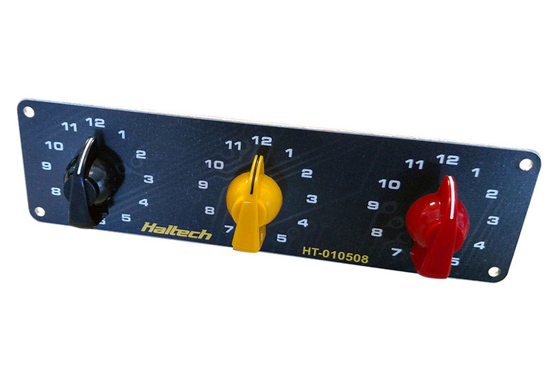 Haltech - Haltech Triple Switch Panel w/Yellow & Red Knobs - HT-010508