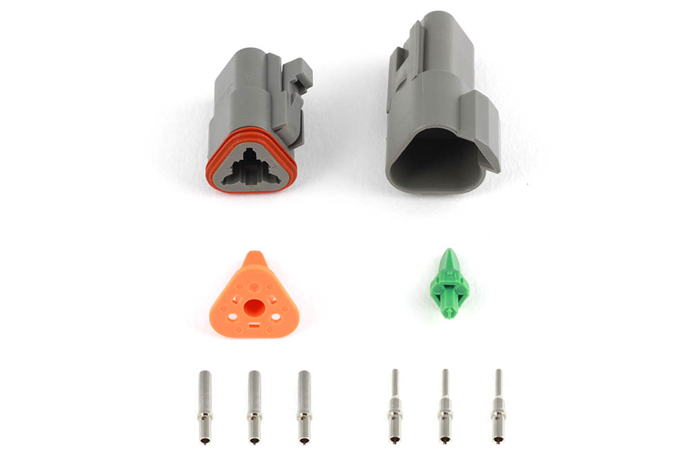Haltech - Haltech Matching Set of Deutsch DT-3 Connectors (DT06-3S + DT04-3P) - (13 Amp) Plug & Pins - HT-031113