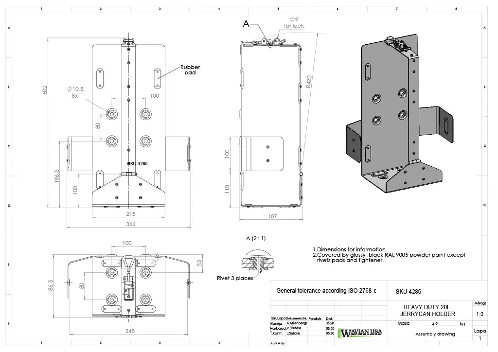 Wavian front loading 20 litre gas can holder 4286 — view 6