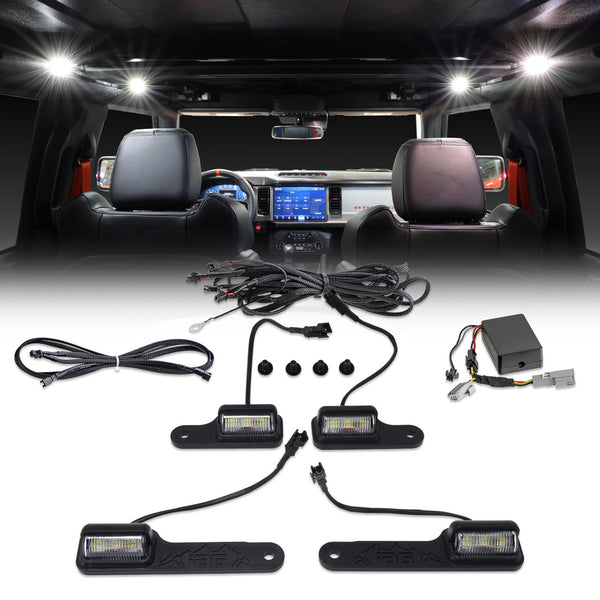 IAG 4PC Interior LED Dome Light Kit V2 with Harness For 2021+ Ford Bronco - IAG-ACC-F1060 for 2021-2026 Ford Bronco - front v