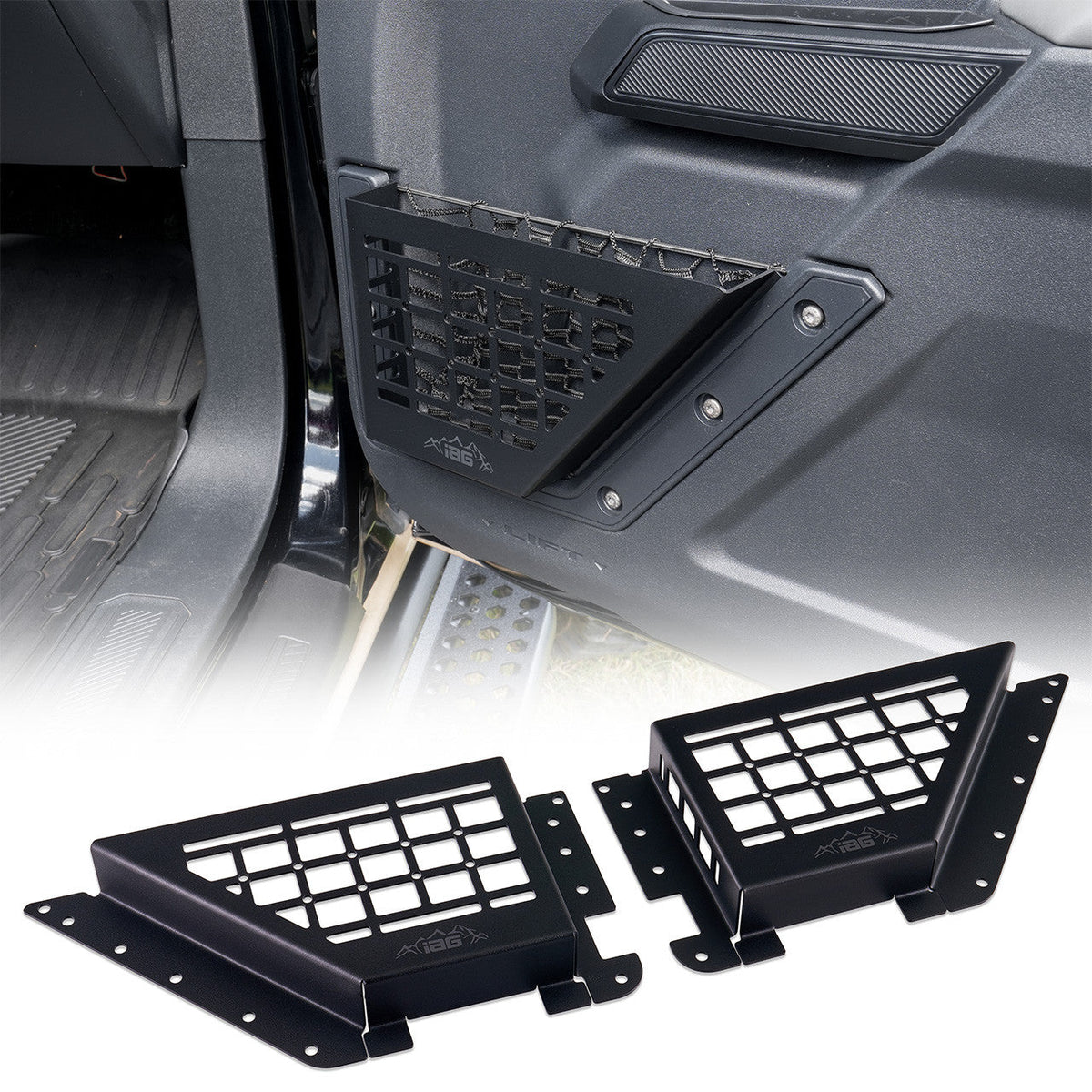 IAG Front Black Steel MOLLE Door Bin for 2021+ Ford Bronco - IAG-ACC-F1080-01