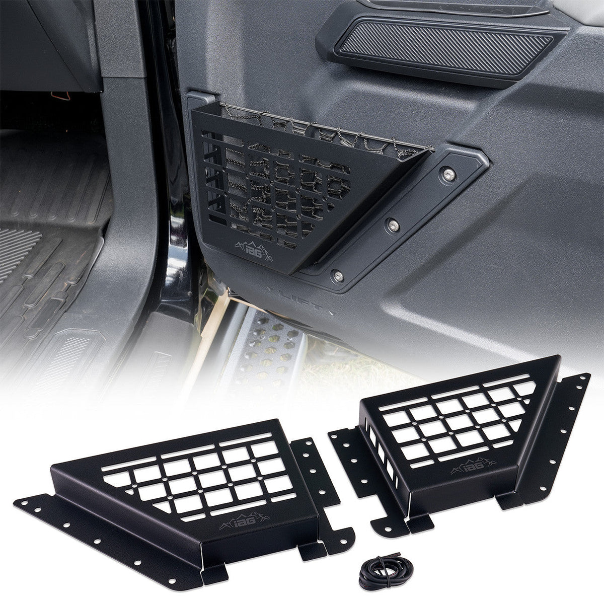 IAG Front Black Steel MOLLE Door Bin for 2021+ Ford Bronco - IAG-ACC-F1080-01