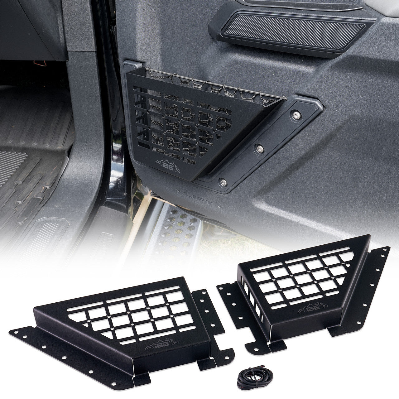 IAG Front Black Steel MOLLE Door Bin for 2021+ Ford Bronco - IAG-ACC-F1080-01
