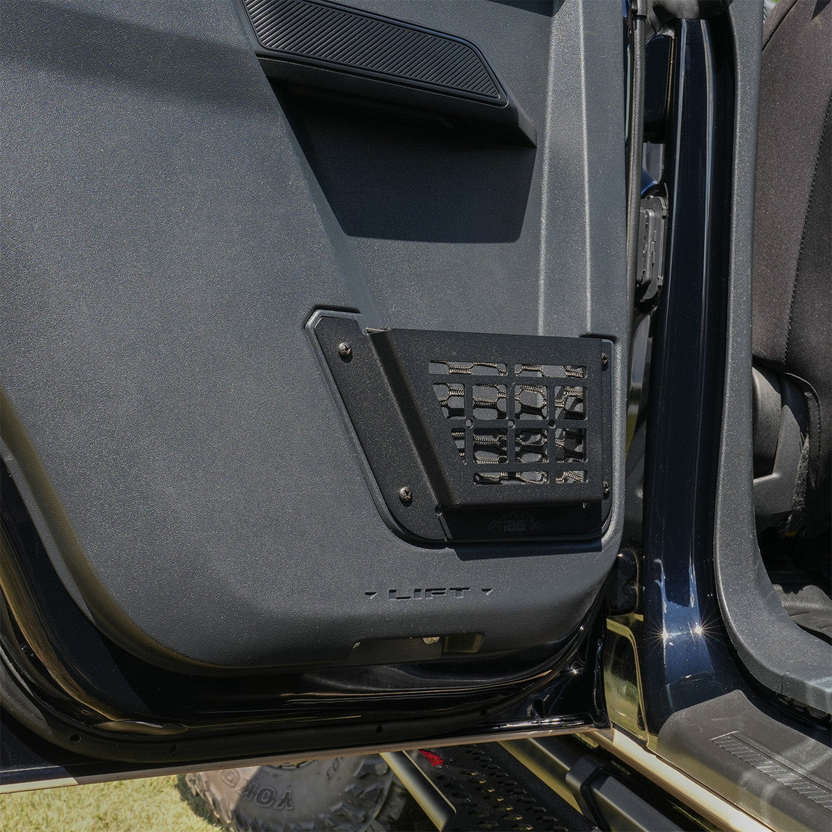 IAG Rear Black Steel MOLLE Door Bin for 2021+ Ford Bronco 4 Door - IAG-ACC-F1081-09
