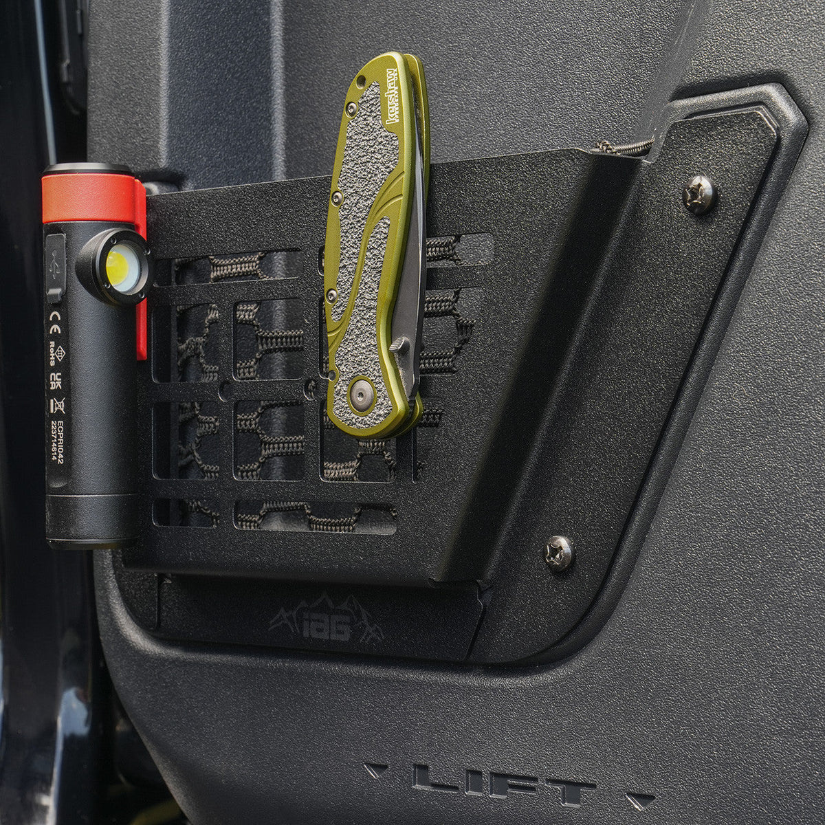 IAG Rear Black Steel MOLLE Door Bin for 2021+ Ford Bronco 4 Door - IAG-ACC-F1081-12
