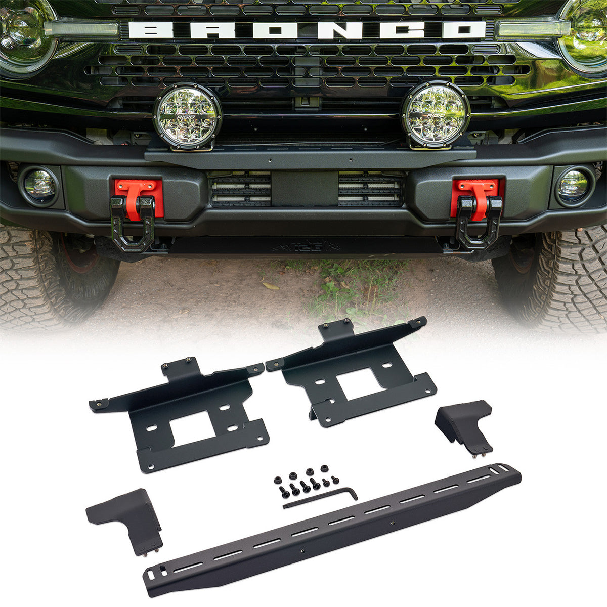 IAG Off-Road - IAG Off-Road FMS Stealth Light Bar Mount Package for 2021+ Ford Bronco with Capable Bumper - IAG-BDY-F1416