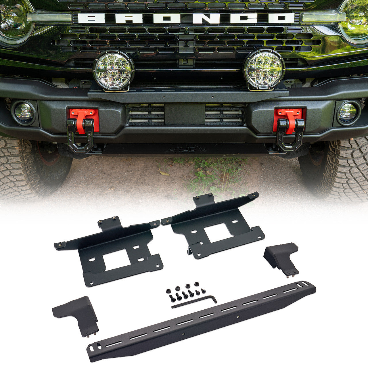IAG Off-Road - IAG Off-Road FMS Stealth Light Bar Mount Package for 2021+ Ford Bronco with Capable Bumper - IAG-BDY-F1416
