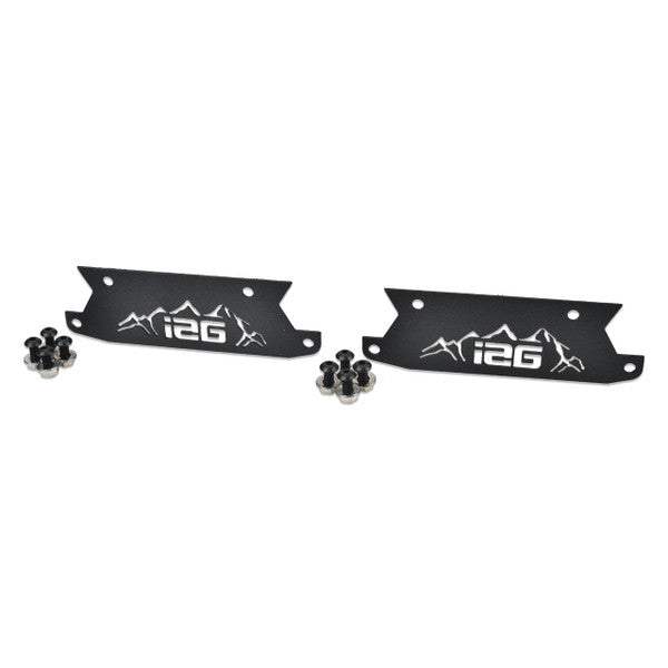 IAG Off-Road Color Logo Plates - Black, Blue, Orange, Red, or Stainless Finish (Sold as 1 Pair)
