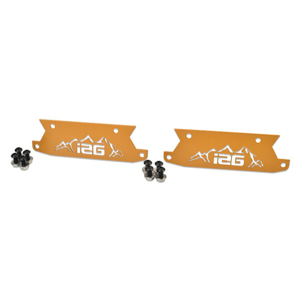 IAG Off-Road Color Logo Plates - Black, Blue, Orange, Red, or Stainless Finish (Sold as 1 Pair)
