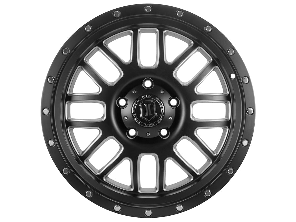 ICON Alpha 20x9 8x6.5 19mm Offset 5.75in BS 125.2mm Bore Satin Black/Milled Windows Wheel - 1220908057SBMW