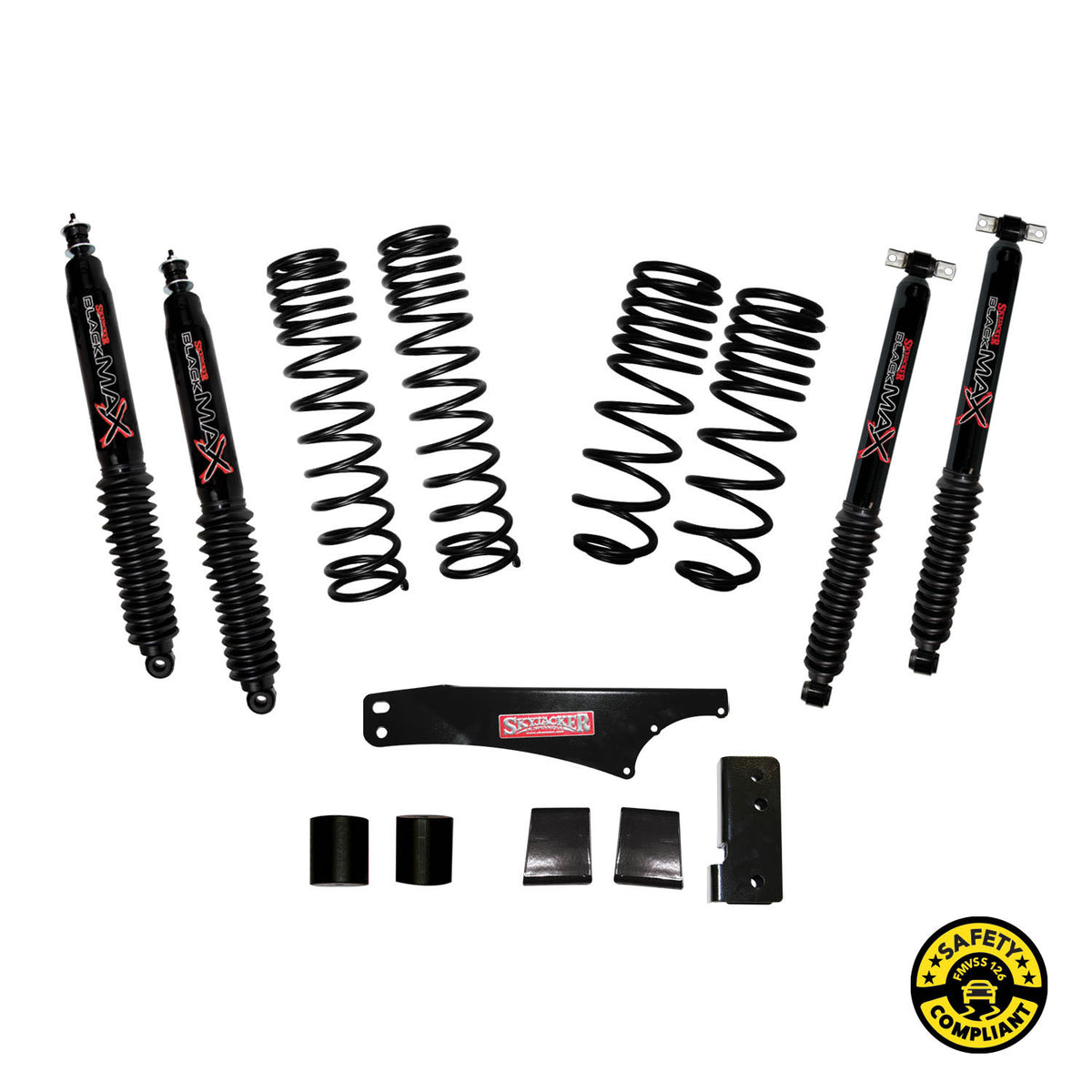 Skyjacker 2007-2018 Jeep Wrangler JK 4 Door 4WD Long Travel 2in-2.5in Lift Kit w/Black Max Shocks - JK25BPBLT
