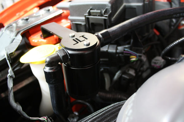 JLT 15-19 Ford Mustang GT/15-19 Ford Mustang GT350 Passenger Side Oil Separator 3.0 Whipple/Loki/Odin - Black