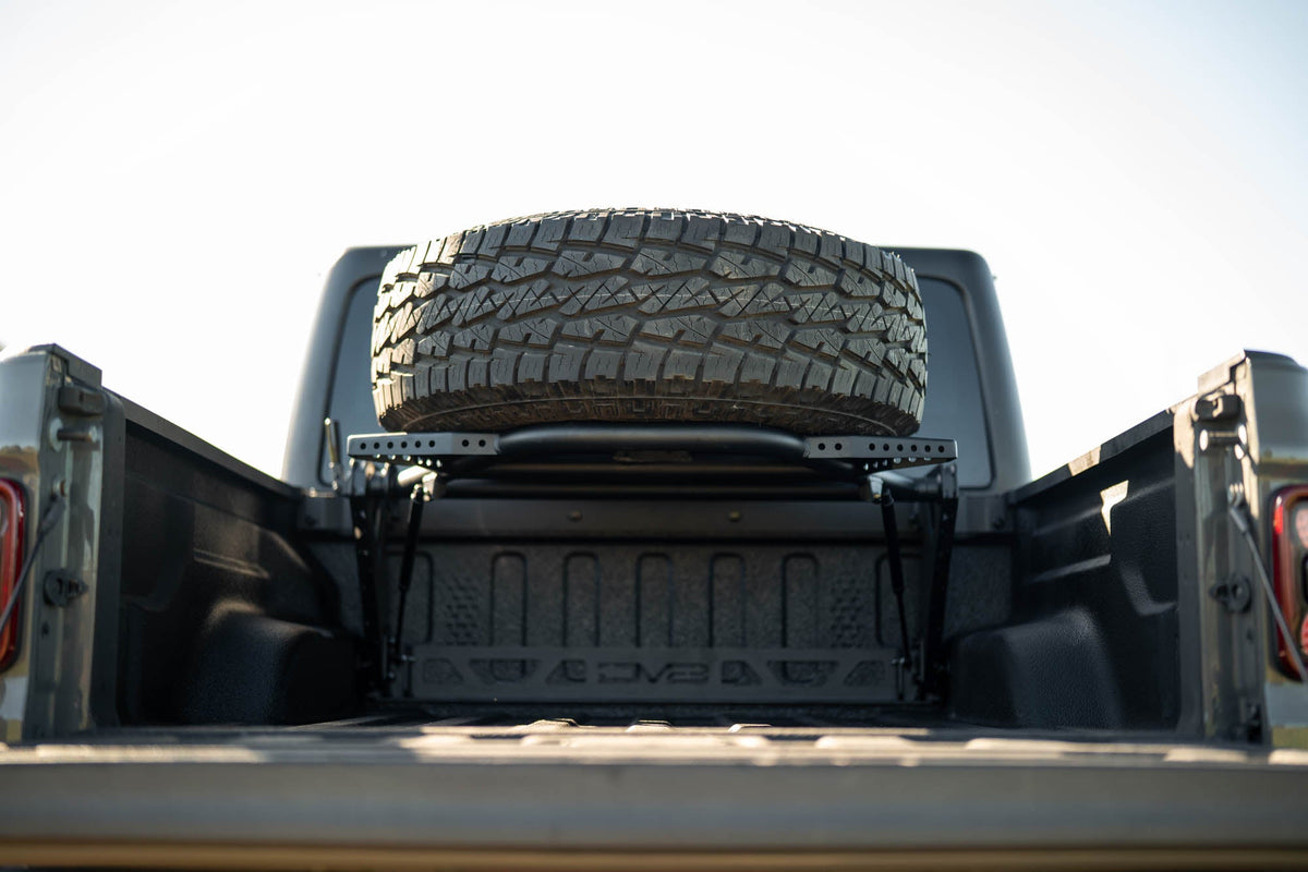 DV8 Offroad - 2020-2025 Jeep Gladiator JT Adjustable In-Bed Spare Tire Carrier - TCGL-03