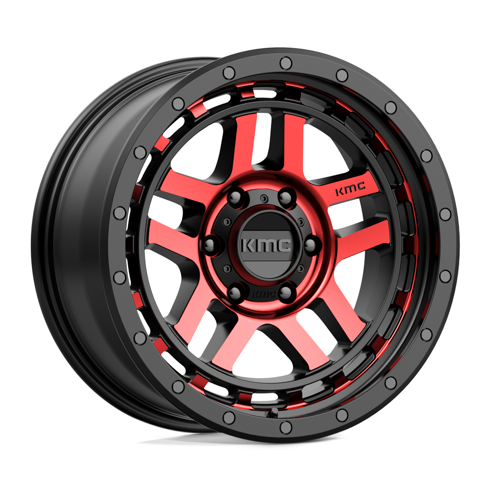 KMC Km540 Recon 18X8.5 6X139.7 +0MM Gloss Black Mach W/ Red Tint