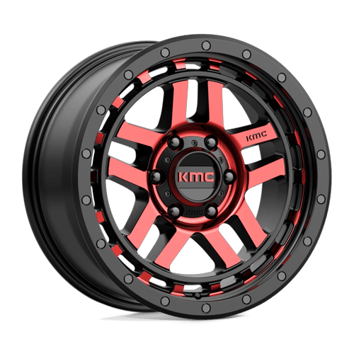 KMC Km540 Recon 18X8.5 6X139.7 +18MM Gloss Black Mach W/ Red Tint