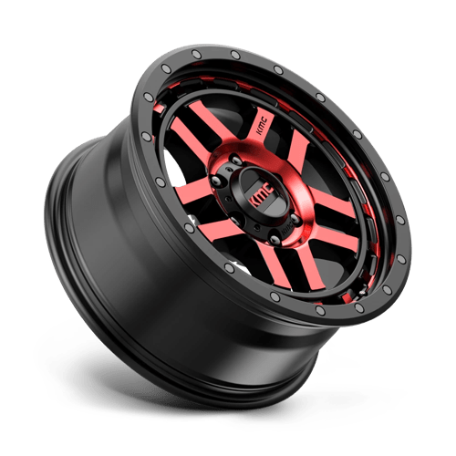 KMC Km540 Recon 17X8.5 6X139.7 +18MM Gloss Black Mach W/ Red Tint