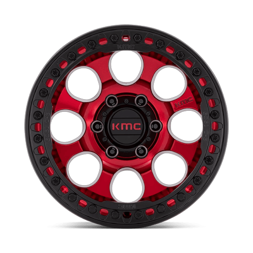 KMC Km237 Riot Beadlock 17X8.5 6X135 +0MM Candy Red W/ Satin Black Ring