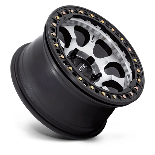 KMC Km237 Riot Beadlock 17X9 5X127 -38MM Mach Satin Black Window & Ring