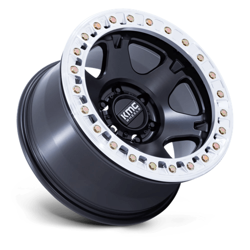 KMC Km238 Vi Beadlock 17X9 BLANK -38MM Satin Black W/ Machined Ring