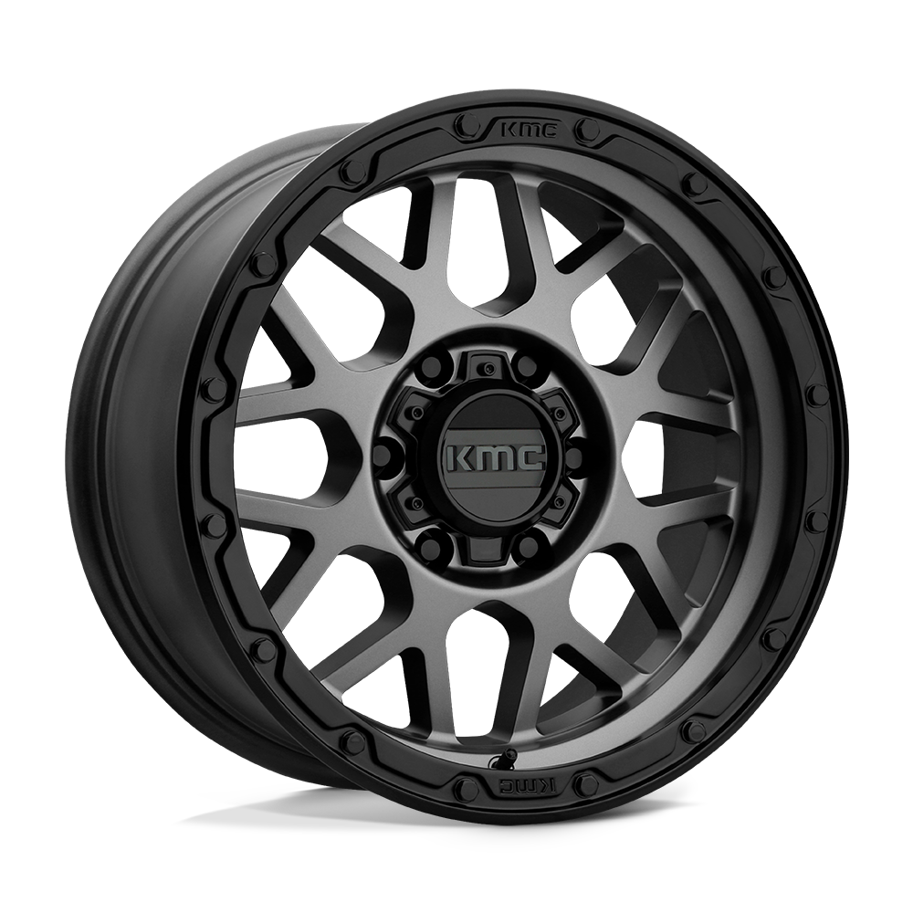 KMC Km535 Grenade Off-Road 17X9 6X139.7 -12MM Matte Gray W/ Matte Black Lip