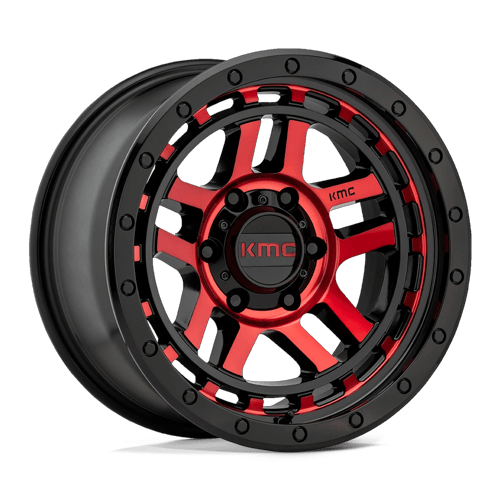 KMC Km540 Recon 17X8.5 6X139.7 +18MM Gloss Black Mach W/ Red Tint