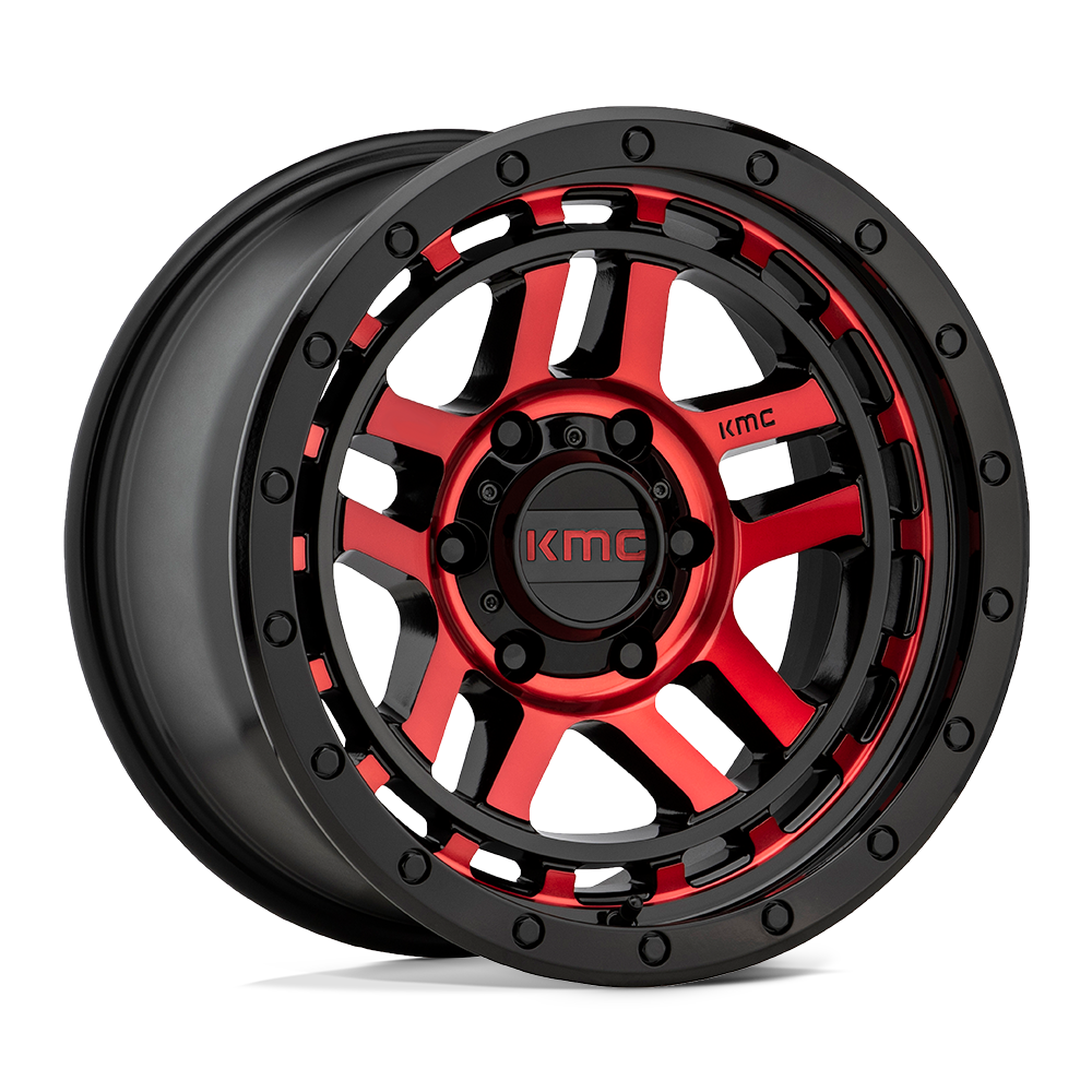 KMC Km540 Recon 17X9 5X127 -12MM Gloss Black Mach W/ Red Tint