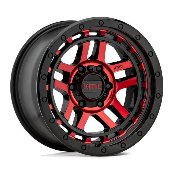 KMC Km540 Recon 17X9 5X127 -12MM Gloss Black Mach W/ Red Tint
